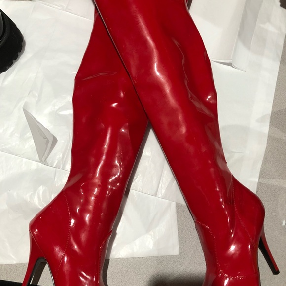 Pleaser | Shoes | Pleaser Red Wicked High Thigh Boot | Poshmark